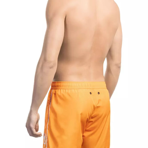 Orange Polyester Men Swim Short