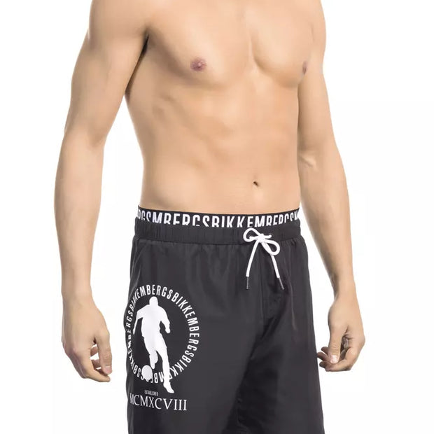 Sleek Layered Swim Shorts with Logo Detail