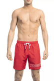 Red Polyester Men Swim Short