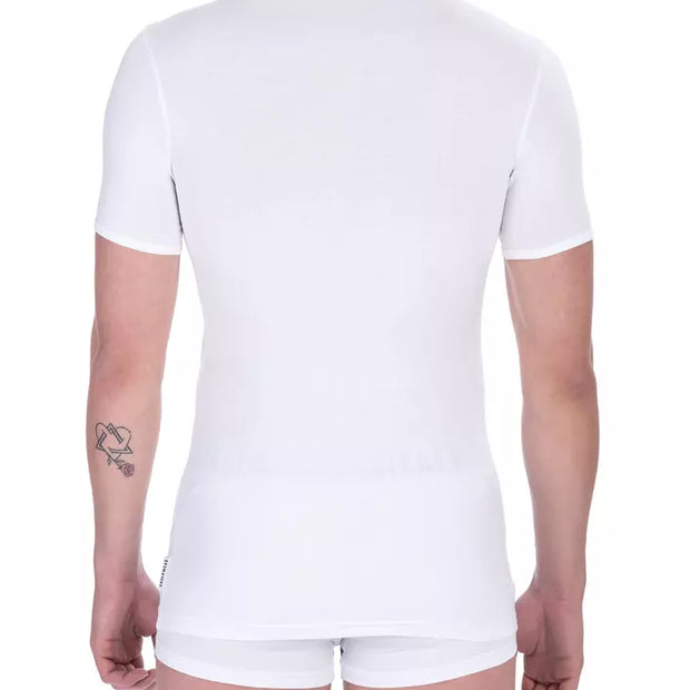 White Cotton Men's V-Neck T-Shirt