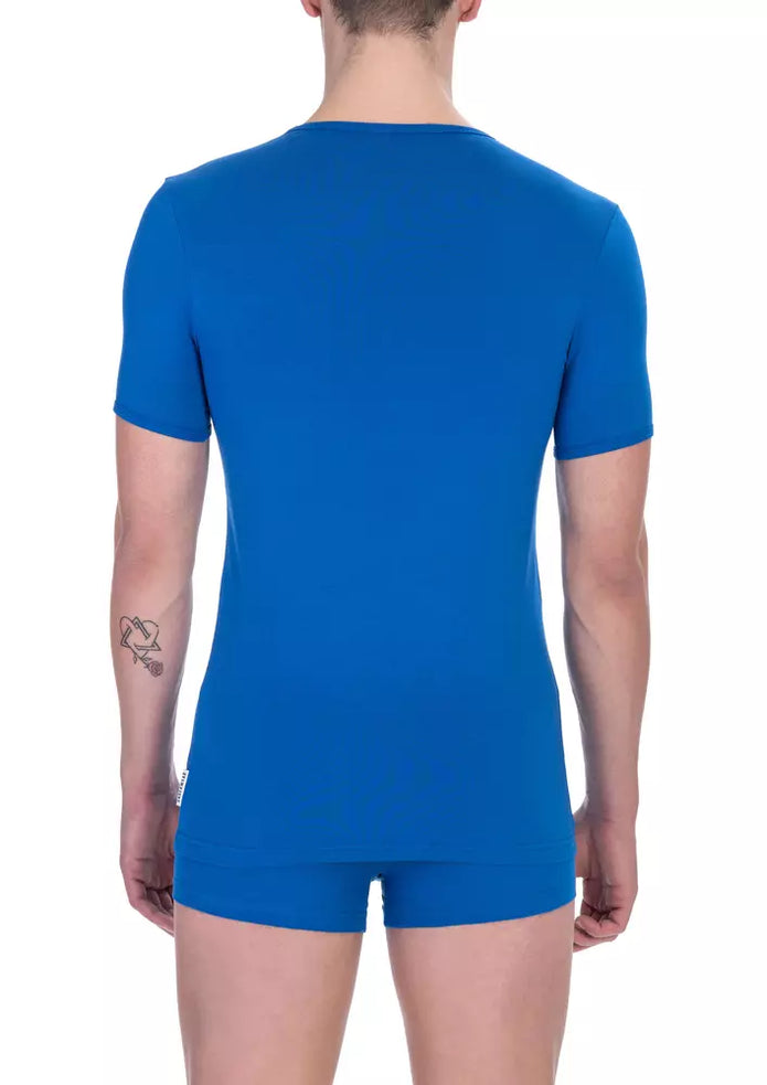 Blue Cotton Men T-Shirt