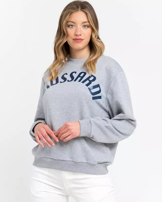 Gray Cotton Women Sweatshirt