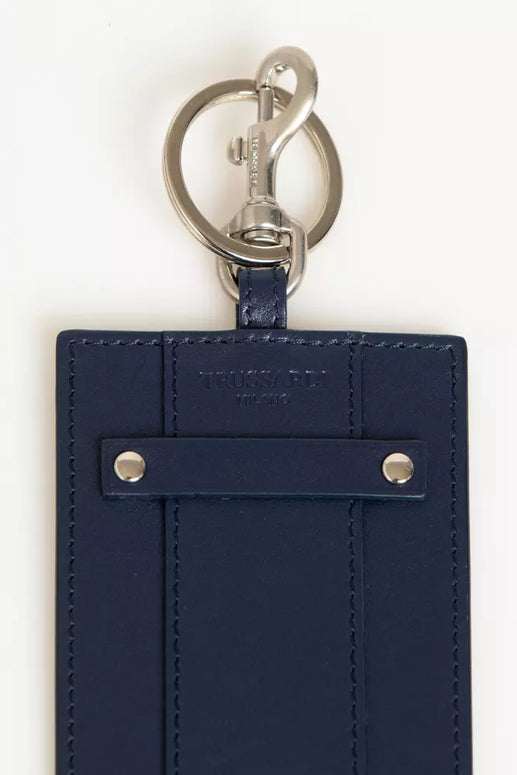 Blue Leather Men's Badge Holder