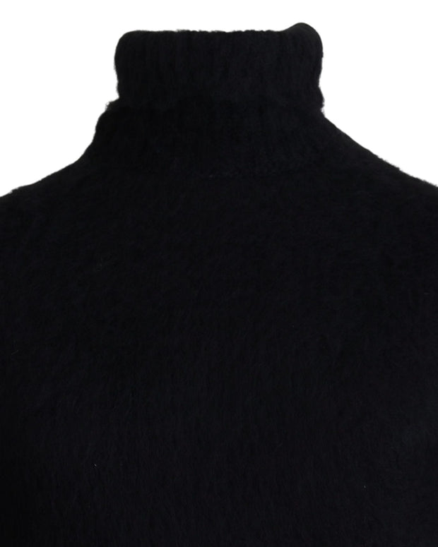 Black Gold Turtleneck Mohair Pullover Mens Sweater