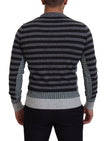 Black Gray Wool Logo Pullover Sweater