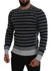Black Gray Wool Logo Pullover Sweater