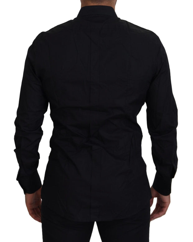 Black Gold Crown Slim Fit Dress Formal Shirt