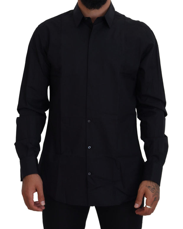 Black Gold Cotton Slim Fit Dress Mens Shirt