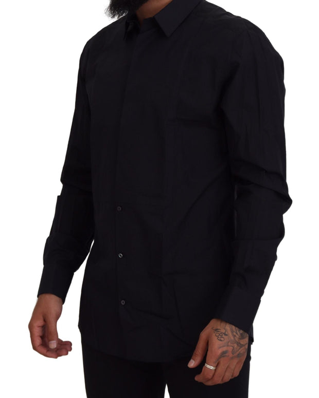 Black Gold Cotton Slim Fit Dress Mens Shirt