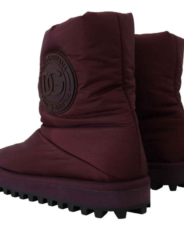 Bordeaux Nylon Boots Padded Mid Shoes