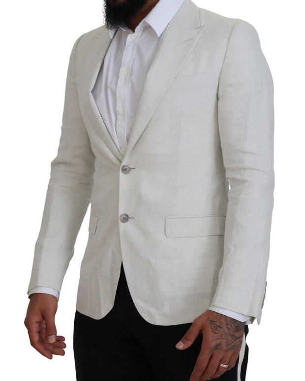 White Linen Slim Fit Jacket Blazer