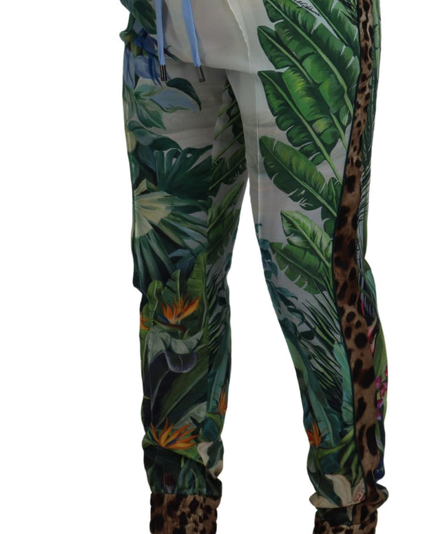 White Floral Printed Men Jogger Pants
