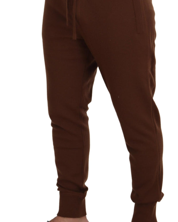 Brown Cashmere Men Drawstring Jogger Pants