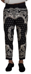 Black Silk Bandana Print Pants