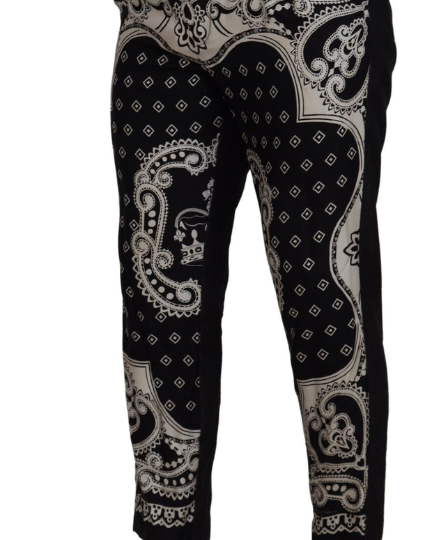 Black Silk Bandana Print Pants