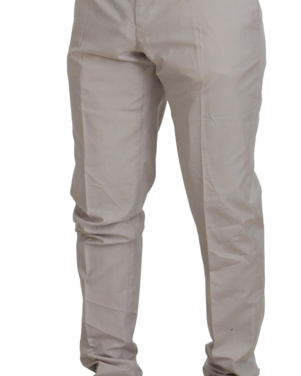 Off White Silk Mid Waist Chino Pants