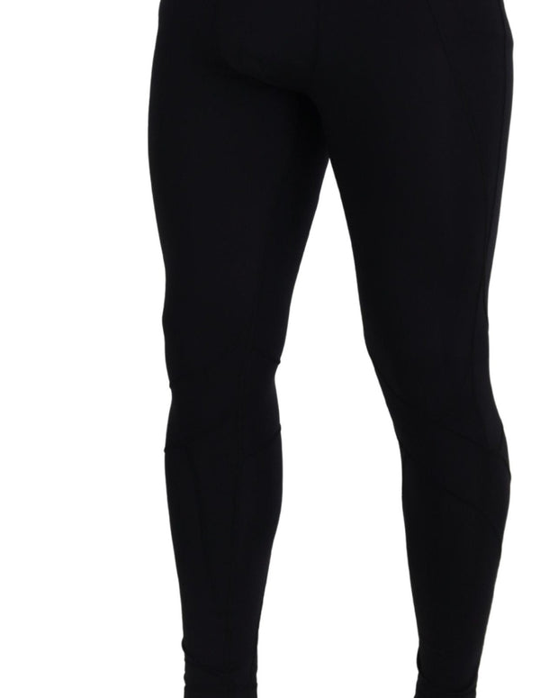 Black Nylon Slim Fit Stretch Pants