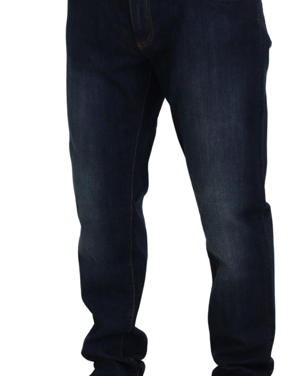 Blue Cotton Straight Fit Casual Denim Jeans