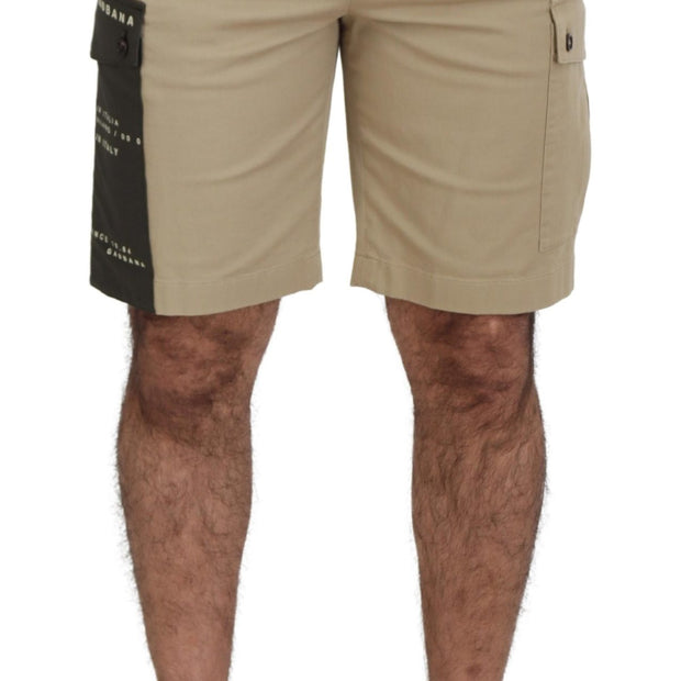 Elegant Beige Cotton Blend Designer Shorts