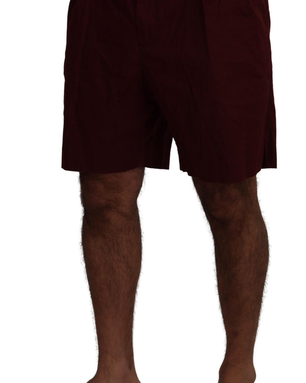 Maroon Cotton Bermuda Casual Shorts