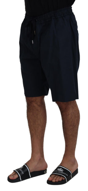 Elegant Blue Cotton Blend Shorts