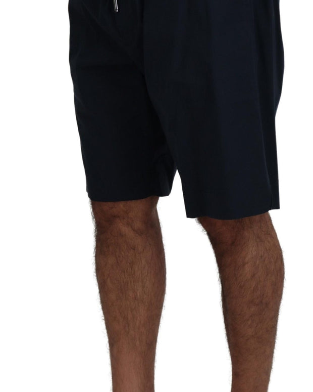 Blue Bermuda Mid Waist Casual Shorts