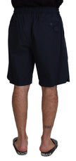 Elegant Blue Cotton Blend Shorts