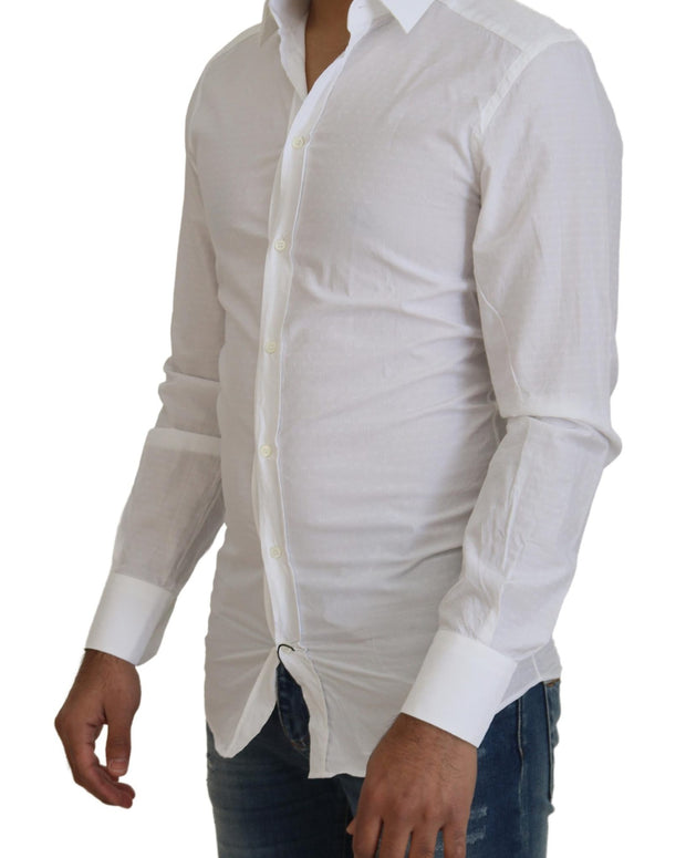 White Cotton Slim Fit Formal Dress GOLD Shirt