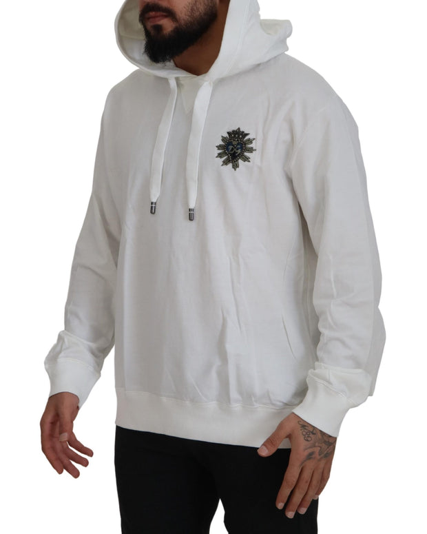 White Cotton Hooded Sweatshirt Sweater
