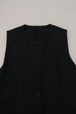 Elegant Black Formal Wool-Silk Dress Vest