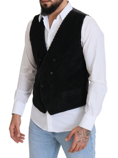 Elegant Black Double Breasted Dress Vest