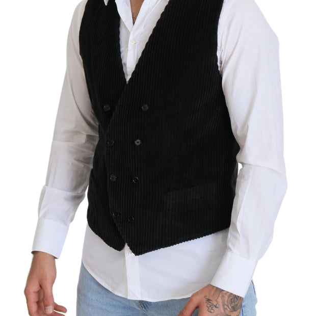 Elegant Black Double Breasted Dress Vest