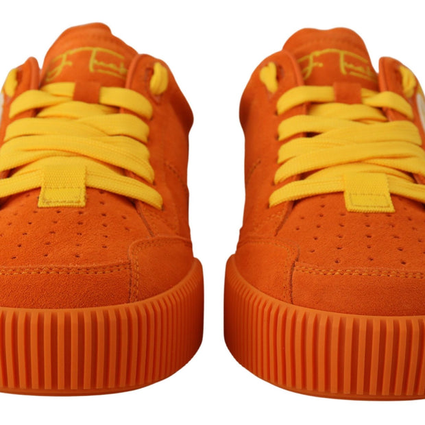 Chic Orange Suede Lace-Up Sneakers