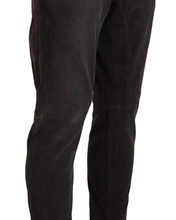 Brown Cotton Straight Fit Men Casual Pants