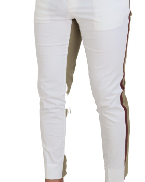 White Brown Slim Fit Chino Pants