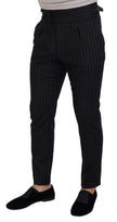 Black Wool Striped Chino Pants