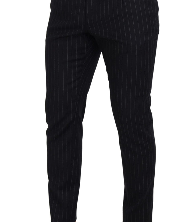 Black Wool Striped Chino Pants