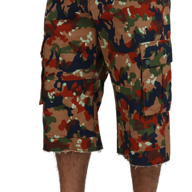 Italian Designer Multicolor Cargo Shorts