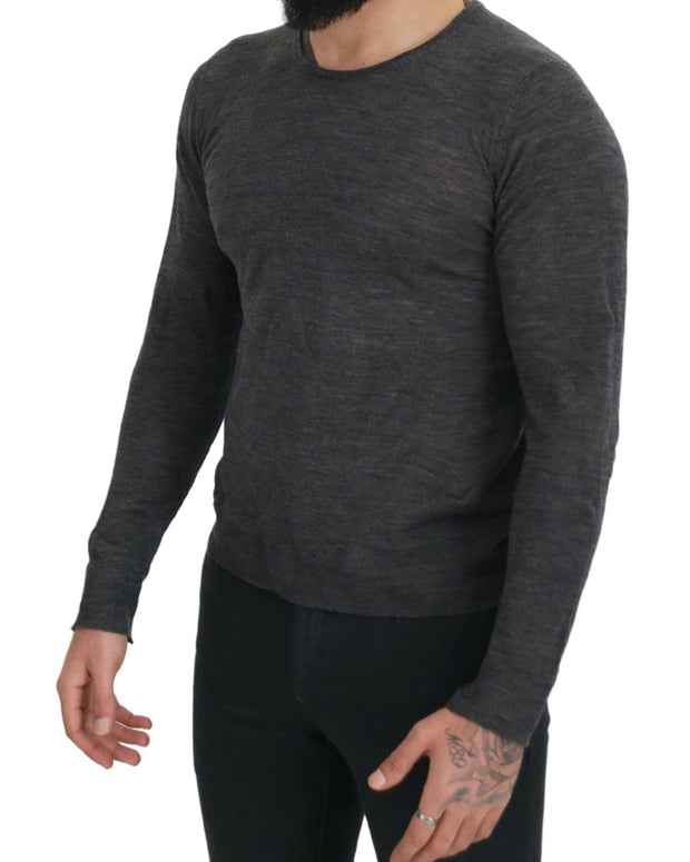 Sleek Gray Crewneck Pullover Sweater
