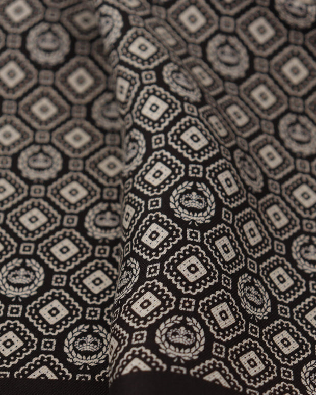 Black Patterned DG Logo Square Handkerchief Scarf