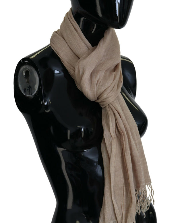 Chic Beige Fringed Scarf for Women
