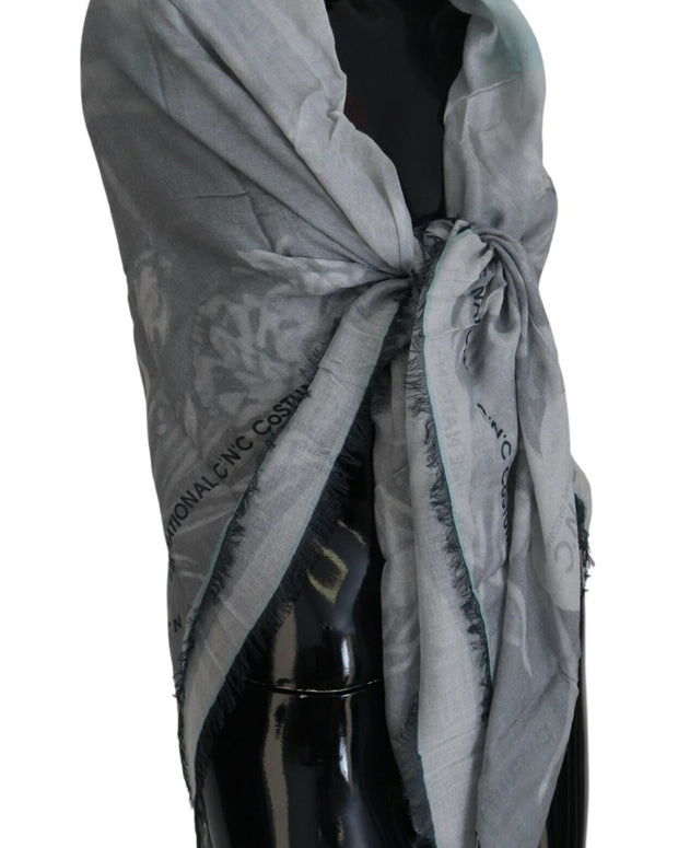 Chic Designer Grey Scarf with Fringes