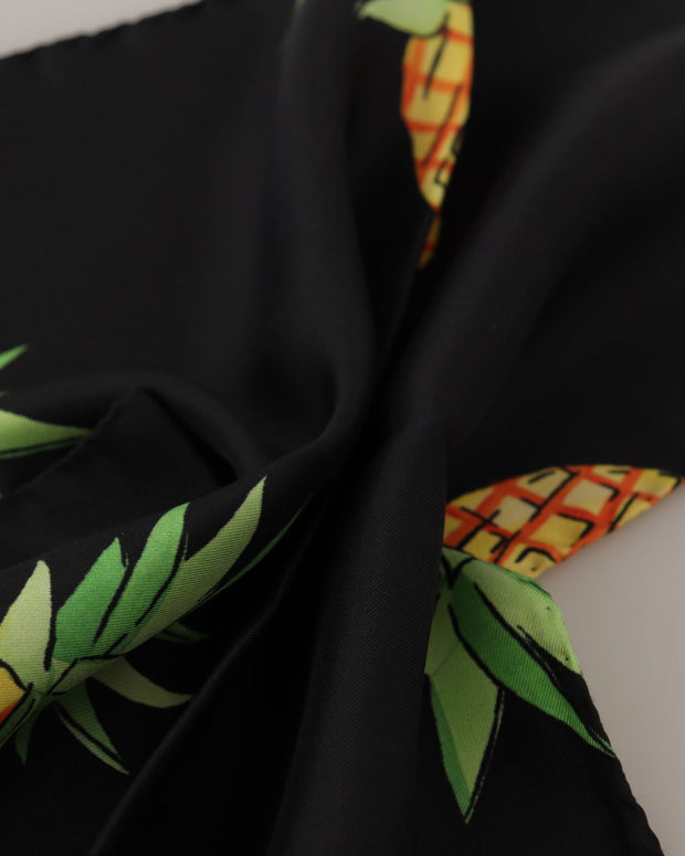 Black Pineapple Printed Square Handkerchief  Scarf