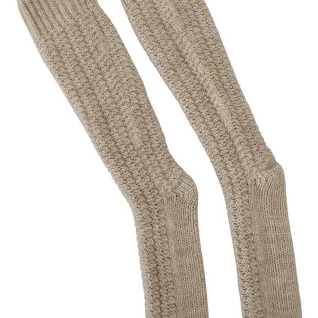 Chic Beige Wool Blend Over-the-Calf Socks