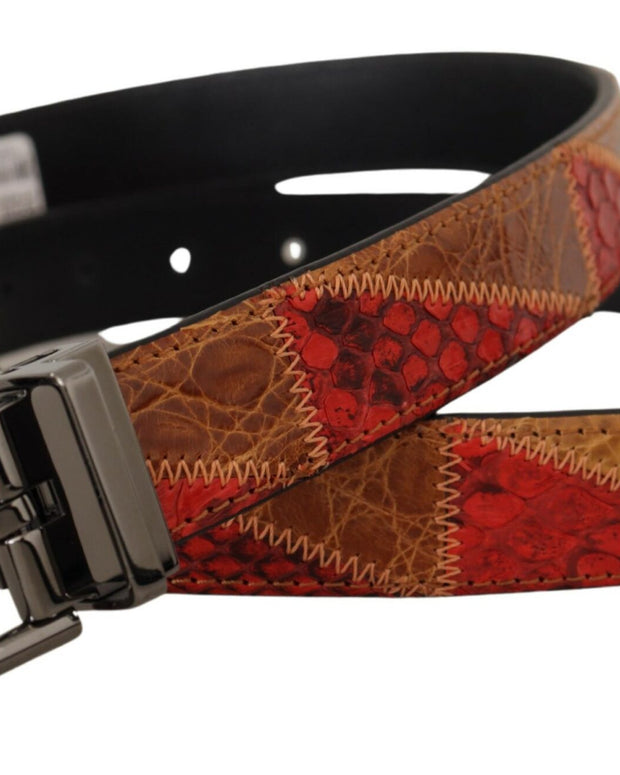 Multicolor Exotic Vintage Chrome Buckle Belt