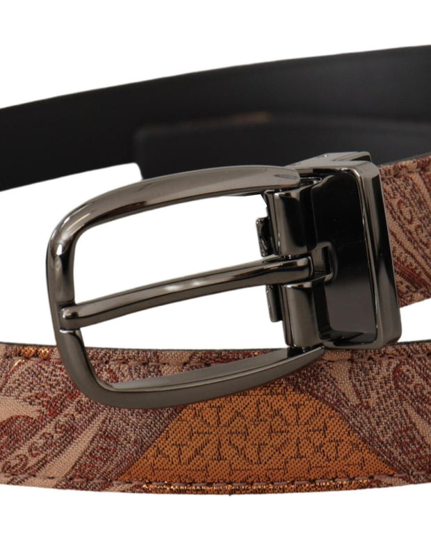 Multicolor Embossed Leather Black Metal Buckle Belt