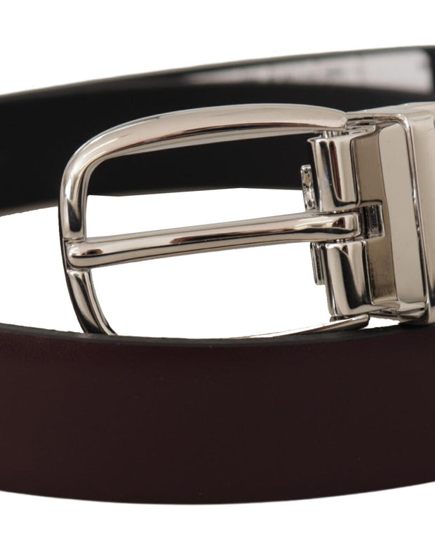 Solid Brown Leather Silver Metal Belt