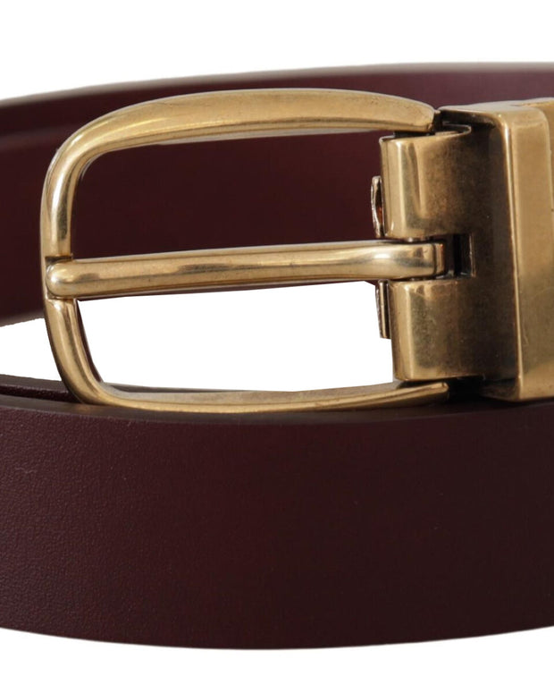 Brown Leather Classic Gold Metal Buckle Belt