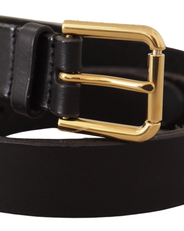 Brown Classic Leather Gold Metal Buckle Belt