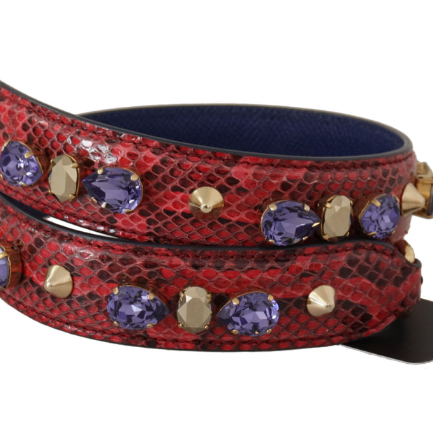 Elegant Red Python Leather Handbag Strap